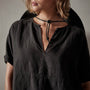 Open Front Linen Top in Black | James Perse Los Angeles