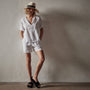 Open Front Linen Top in White | James Perse Los Angeles