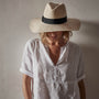 Open Front Linen Top in White | James Perse Los Angeles