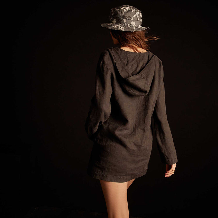 Lightweight Linen Hooded Tunic - Magma Pigment | James Perse Los Angeles