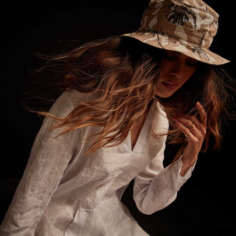 Lightweight Linen Hooded Tunic - White | James Perse Los Angeles