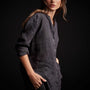 Linen Lounge Shirt in French Navy Pigment | James Perse Los Angeles