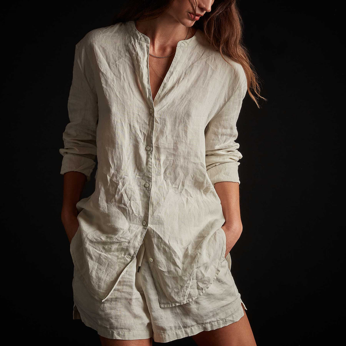 Lightweight Linen Shirt - Paste Pigment | James Perse Los Angeles
