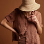 Short Sleeve Linen Shirt in Nutmeg Pigment | James Perse Los Angeles