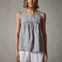 Gathered Linen Top in Breeze Pigment | James Perse Los Angeles