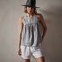 Gathered Linen Top in Breeze Pigment | James Perse Los Angeles