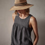 Gathered Linen Top in Magma Pigment | James Perse Los Angeles
