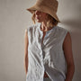 Double Dye Sleeveless Linen Shirt in Memory Pigment | James Perse Los Angeles