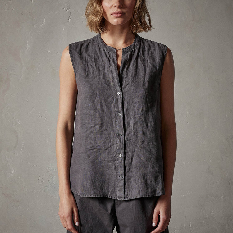 Double Dye Sleeveless Linen Shirt in Magma Pigment | James Perse Los Angeles
