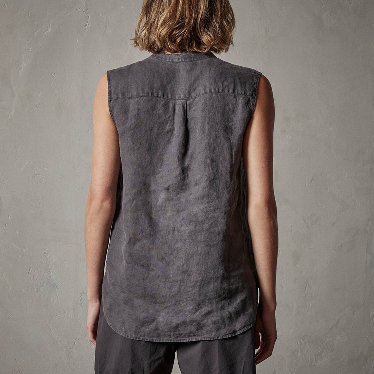Double Dye Sleeveless Linen Shirt in Magma Pigment | James Perse Los Angeles