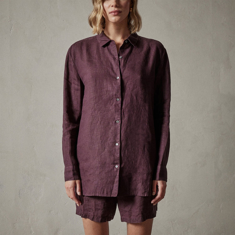 Lightweight Linen Shirt in Eggplant | James Perse Los Angeles
