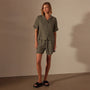 Cotton Linen Twill Boxy Fit Shirt in Palm Pigment | James Perse Los Angeles