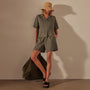 Cotton Linen Twill Boxy Fit Shirt in Palm Pigment | James Perse Los Angeles