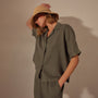 Cotton Linen Twill Boxy Fit Shirt in Palm Pigment | James Perse Los Angeles