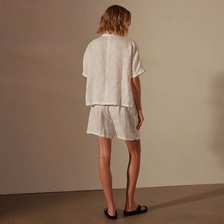 Cotton Linen Twill Boxy Fit Shirt in White | James Perse Los Angeles