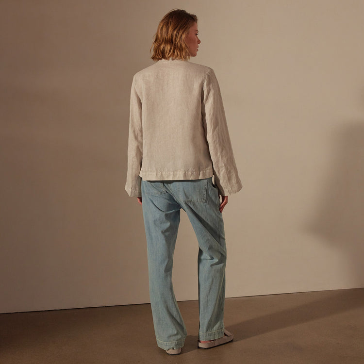 Pin Tuck Linen Top in Salt Pigment | James Perse Los Angeles
