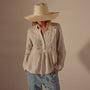 Pin Tuck Linen Top in Salt Pigment | James Perse Los Angeles