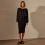 Linen Gathered Blouse in Black | James Perse Los Angeles