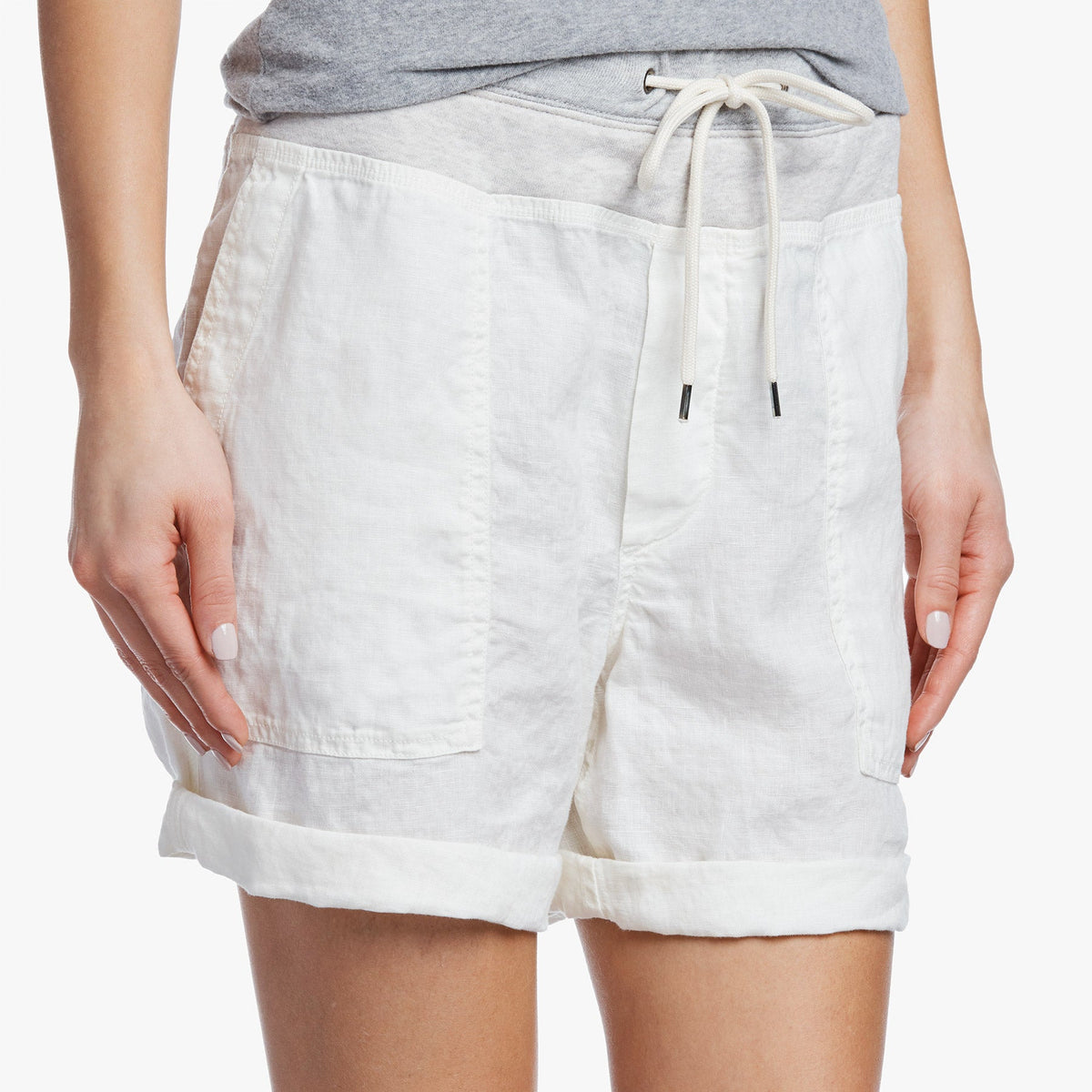 Mixed Media Linen Short - White | James Perse Los Angeles