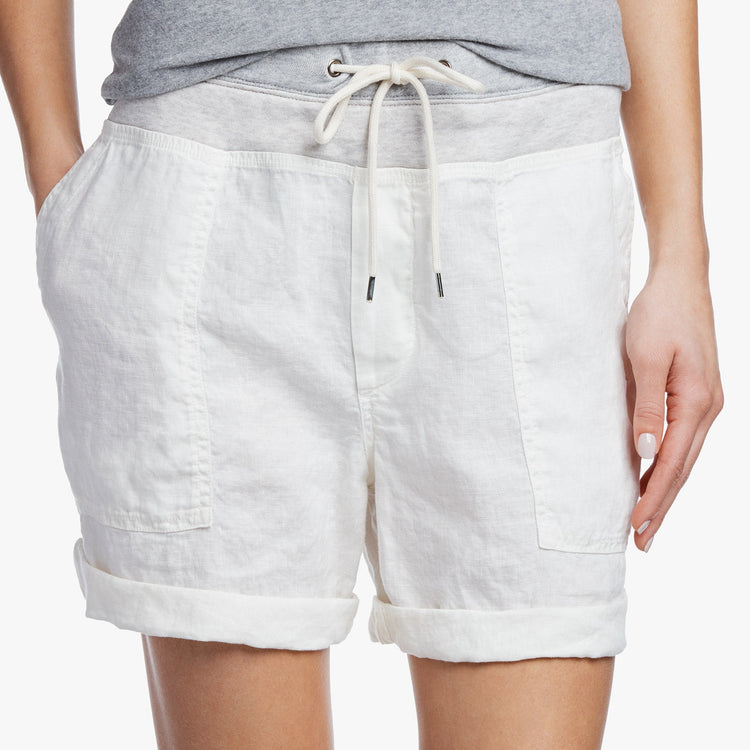 Mixed Media Linen Short - White | James Perse Los Angeles