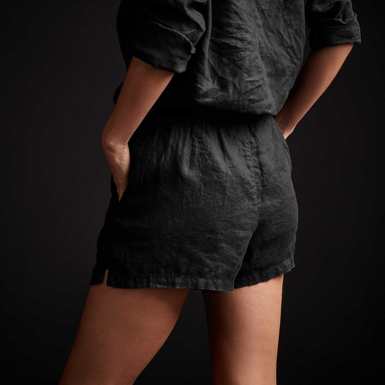 Lightweight Linen Short - Black | James Perse Los Angeles