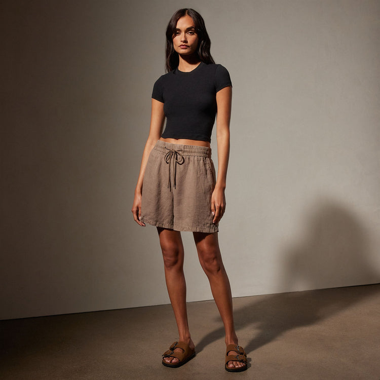 Relaxed Fit Linen Short in Cargo Pigment | James Perse Los Angeles