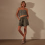 Relaxed Fit Linen Short in Palm Pigment | James Perse Los Angeles