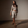 Pleated Linen Bermuda Short in Salt Pigment | James Perse Los Angeles