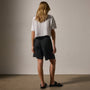 Lightwight Linen Culotte Short in Black | James Perse Los Angeles