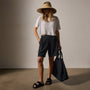 Lightwight Linen Culotte Short in Black | James Perse Los Angeles
