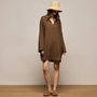 Lightweight Linen Tunic Dress in Cocoa Pigment | James Perse Los Angeles