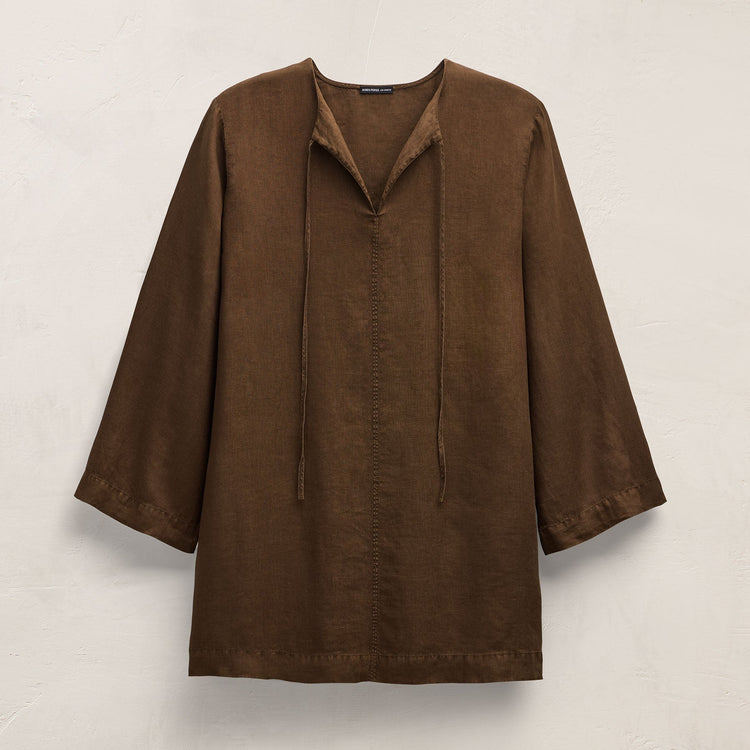 Lightweight Linen Tunic Dress In Cocoa Pigment | James Perse Los Angeles