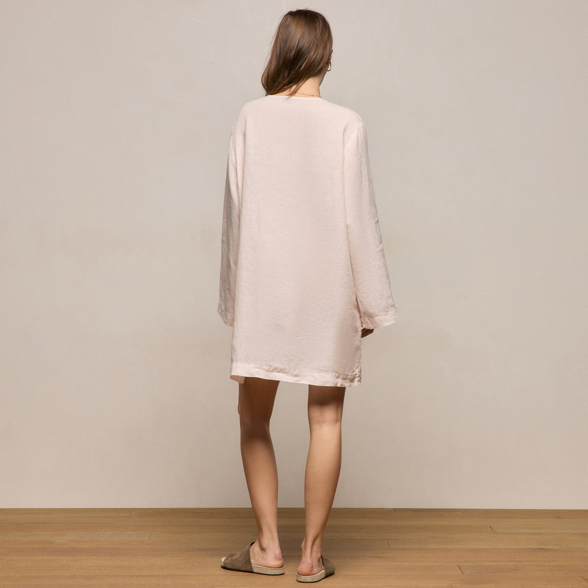 Lightweight Linen Tunic Dress in Light Rose Quartz Pigment | James Perse Los Angeles