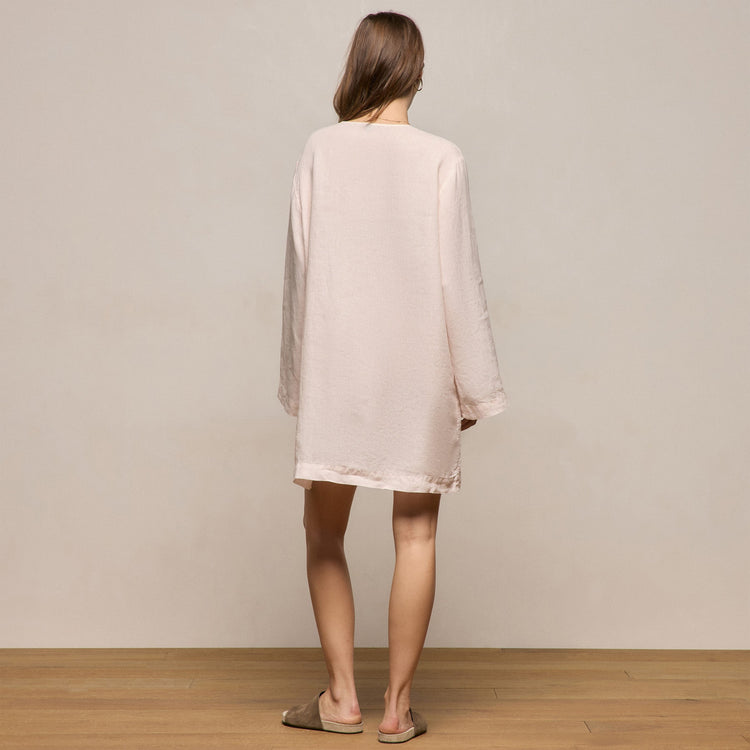 Lightweight Linen Tunic Dress in Light Rose Quartz Pigment | James Perse Los Angeles