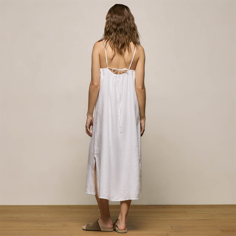 Lightweight Linen Strappy Cami Dress in White | James Perse Los Angeles