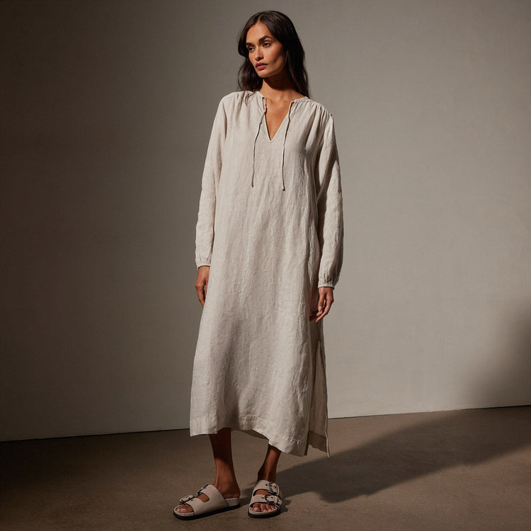 Lightweight Linen Dress in Salt Pigment | James Perse Los Angeles