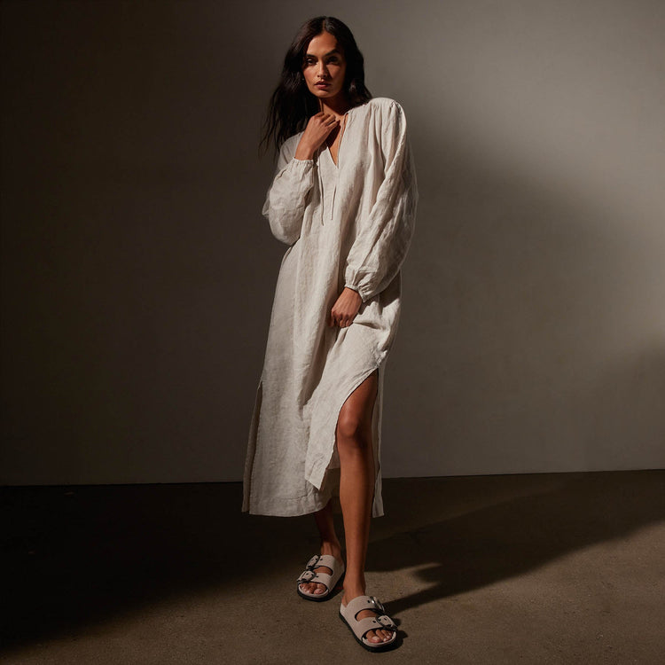 Lightweight Linen Dress in Salt Pigment | James Perse in Los Angeles