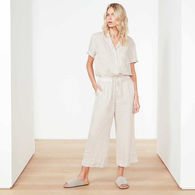 Lightweight Linen Jumper In Driftwood | James Perse Los Angeles