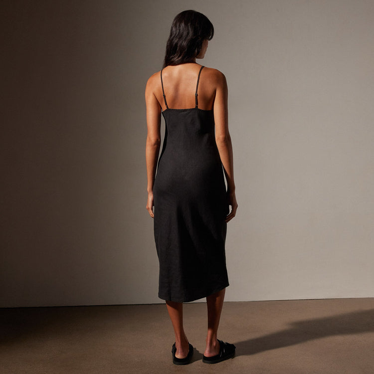 Lightweight Linen Cami Dress in Black | James Perse Los Angeles
