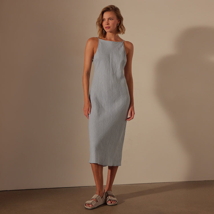 Lightweight Linen Cami Dress in Open Sky Pigment | James Perse Los Angeles