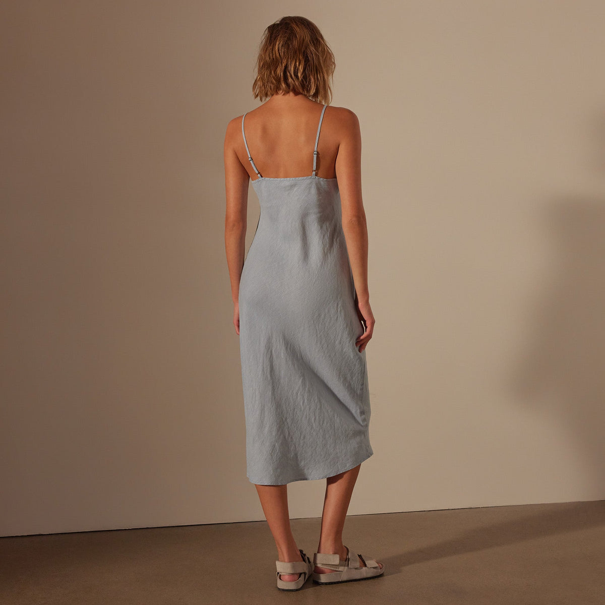 Lightweight Linen Cami Dress in Open Sky Pigment | James Perse Los Angeles