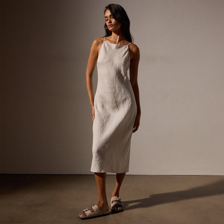 Lightweight Linen Cami Dress in Salt Pigment | James Perse Los Angeles