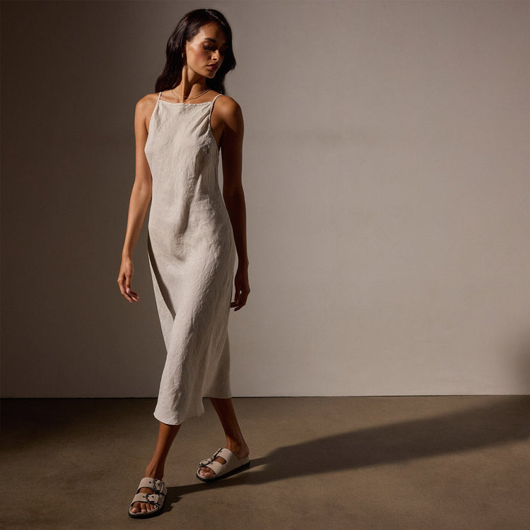 Lightweight Linen Cami Dress in Salt Pigment | James Perse Los Angeles