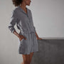 Long Sleeve Linen Shirt Romper - Breeze Pigment | James Perse Los Angeles