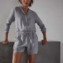 Long Sleeve Linen Shirt Romper - Breeze Pigment | James Perse Los Angeles