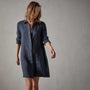 Lightweight Linen Shirt Dress in Blue Oil | James Perse Los Angeles