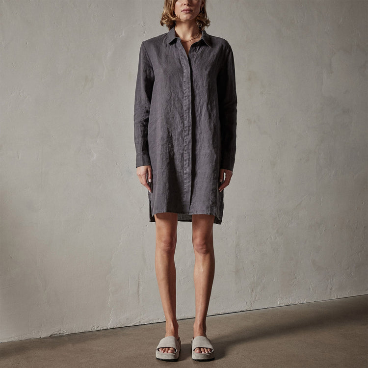 Lightweight Linen Shirt Dress in Magma Pigment | James Perse Los Angeles