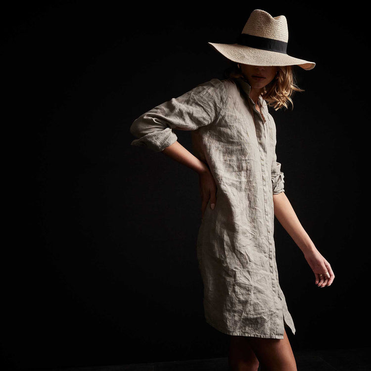 Lightweight Linen Shirt Dress in Silt Pigment | James Perse Los Angeles