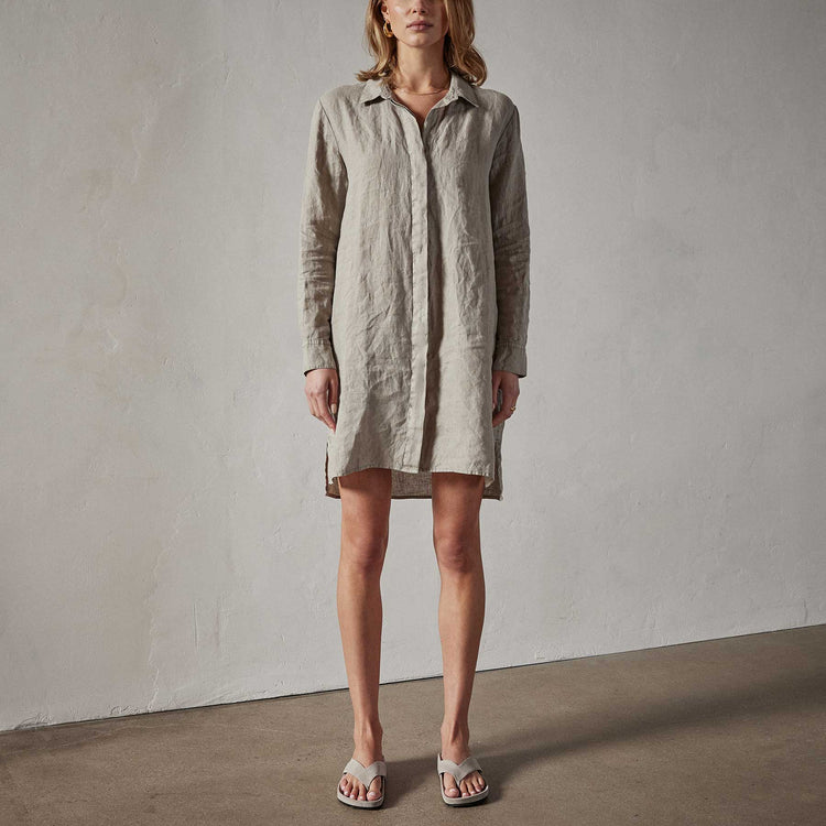 Lightweight Linen Shirt Dress in Silt Pigment | James Perse Los Angeles