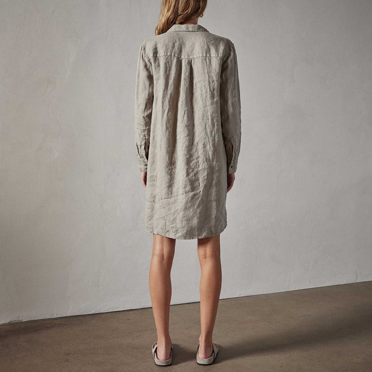 Lightweight Linen Shirt Dress in Silt Pigment | James Perse Los Angeles